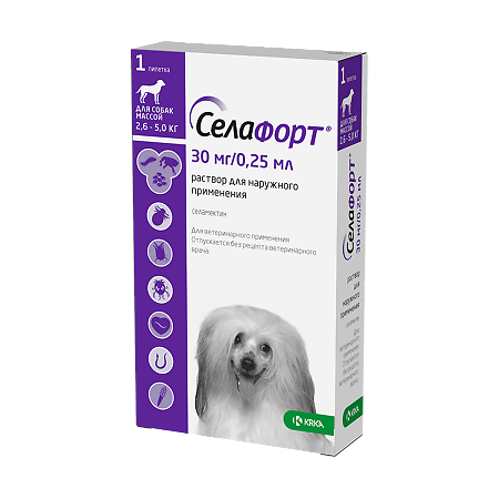 Селафорт для собак (2,6 - 5 кг) пипетка 0,25мл/30мг 1 шт