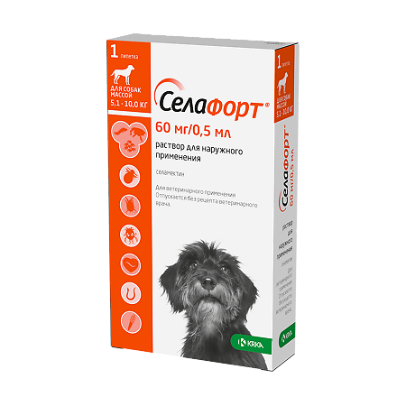Селафорт для собак (5,1 - 10 кг) пипетка 0,5мл/60мг 1 шт