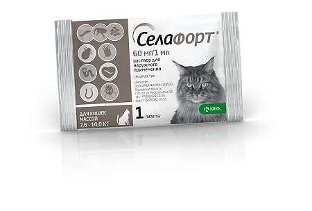 Селафорт для кошек (7,6 - 10 кг) пипетка 1мл/60мг 1 шт