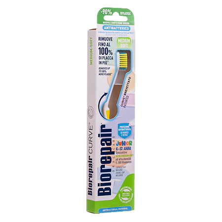 Biorepair Зубная щетка Curve Junior Зубная щетка изогнутая детская с 6-12 лет 1 шт
