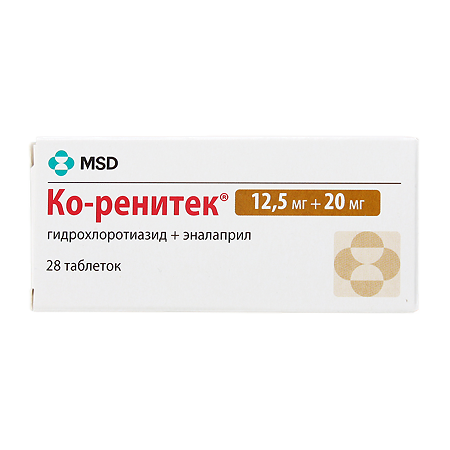 Ко-ренитек таблетки 20 мг+12,5 мг 28 шт