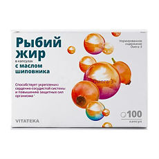 Купить Рыбий жир с маслом шиповника Витатека капсулы массой 370 мг 100 шт цена