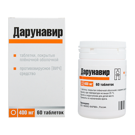 Дарунавир таблетки покрыт.плен.об. 400 мг 60 шт