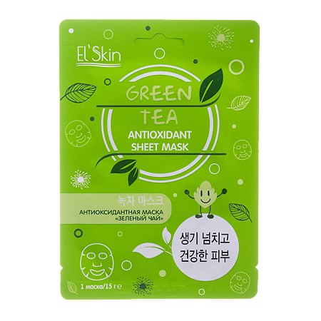 Изображение товара Маска для лица SkinLite Elskin с экстрактом зеленого чая 15 мл для увлажнения и омоложения