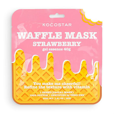 Kocostar Маска для лица Waffle Mask Strawberry Клубничный фреш тонизирующая 40 г 1 шт