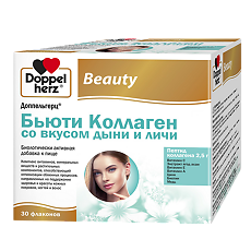 Изображение товара Доппельгерц Бьюти Коллаген со вкусом дыни и личи жидкость во фл по 25 мл 30 шт