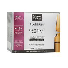 Купить MartiDerm Platinum Коррекция фотостарения Гиалуроновая кислота + для всех типов кожи ампулы 2 мл 30 шт цена