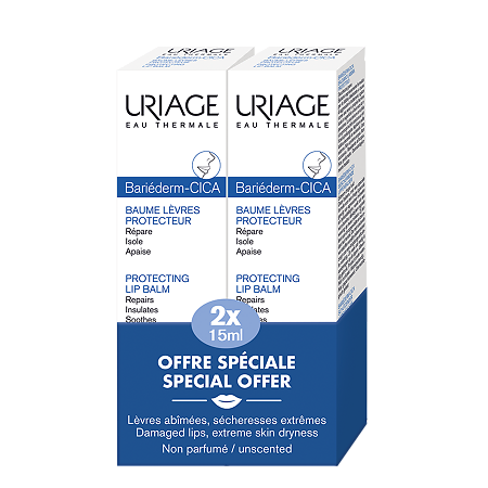 Изображение товара Uriage Bariederm Цика-бальзам для губ Uriage Bariederm-CICA Бальзам для губ восстанавливающий 15 мл 2 шт