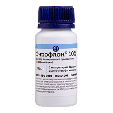 Купить Энрофлон раствор для приема внутрь 10% флакон 10 мл 1 шт (вет) цена