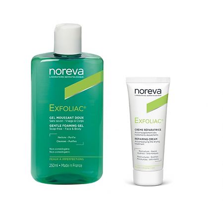 Noreva Exfoliac набор Гель очищающий для лица мягкий 250 мл+ Крем восстанавливающий 40 мл 1 уп