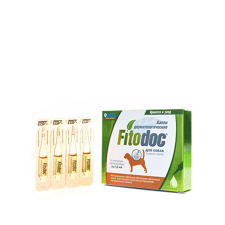 Fitodoс Капли для средних пород собак дерматологические 4 х 1,2 мл