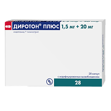 Купить Диротон Плюс капсулы с модифицированным высвобождением 1,5 мг+20 мг 28 шт цена