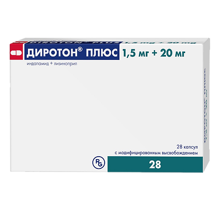 Диротон Плюс капсулы с модифицированным высвобождением 1,5 мг+20 мг 28 шт