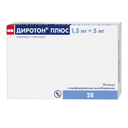 Диротон Плюс капсулы с модифицированным высвобождением 1,5 мг+5 мг 28 шт