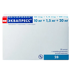 Купить Эквапресс капсулы с модифицированным высвобождением 10 мг+1,5 мг+20 мг 28 шт цена