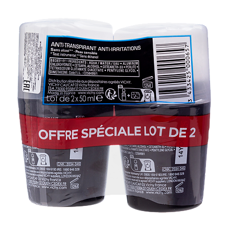 Vichy Homme дезодорант-антиперспирант 48 мужской для чувствительной кожи 50 мл 2 шт