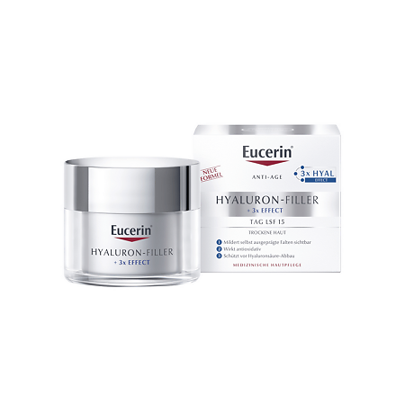 Eucerin Hyaluron-Filler Крем для дневного ухода за сухой чувствительной кожей SPF15 банка 50 мл 1 шт