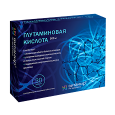 Купить Витамир Глутаминовая кислота таблетки в кишечнорастворимой об. 500 мг массой 615 мг 30 шт цена