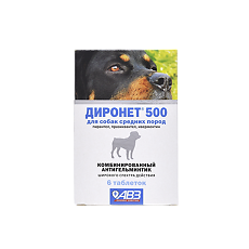 Купить Диронет 500 таблетки таблетки для собак средних пород 6 шт цена