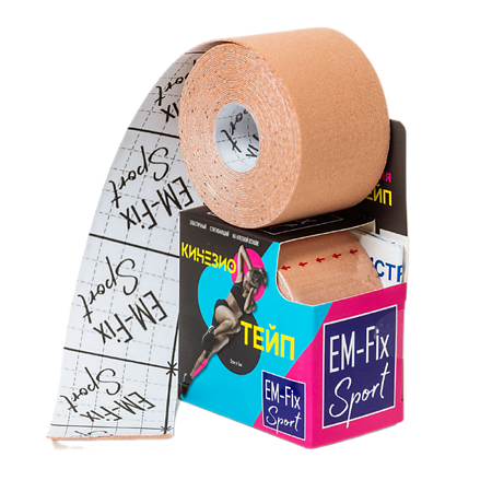 Кинезио-тейп EМ-Fix Sport усиленной фиксации бежевый 5 см х 5 м 1 шт