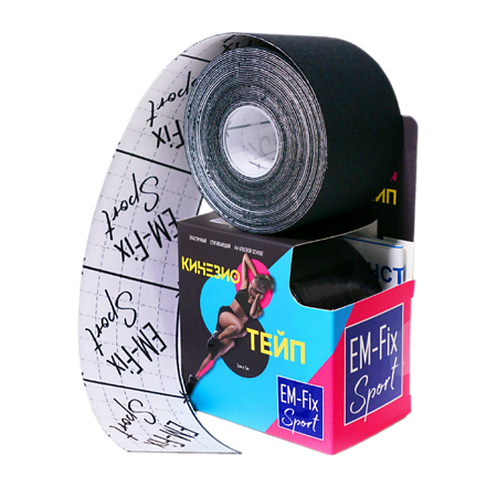 Кинезио-тейп EМ-Fix Sport усиленной фиксации черный 5 см х 5 м 1 шт