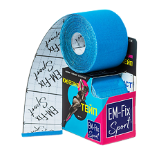 Купить Кинезио-тейп EМ-Fix Sport усиленной фиксации голубой 5 см х 5 м 1 шт цена