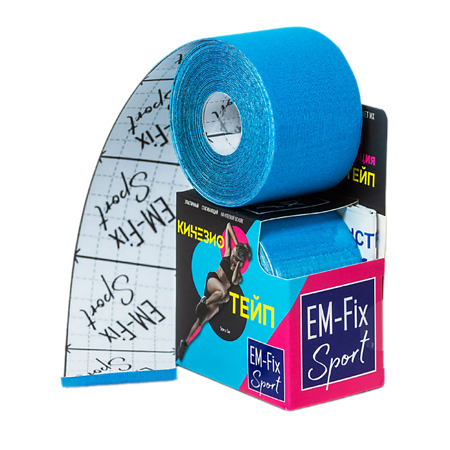 Кинезио-тейп EМ-Fix Sport усиленной фиксации голубой 5 см х 5 м 1 шт