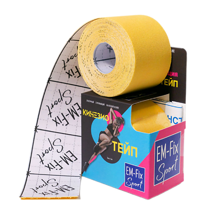 Кинезио-тейп EМ-Fix Sport усиленной фиксации желтый 5 см х 5 м 1 шт