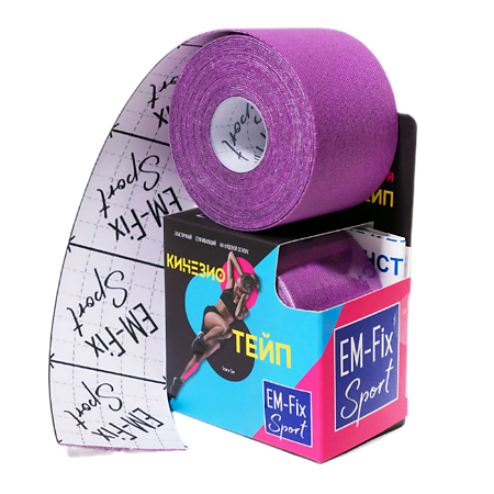 Кинезио-тейп EМ-Fix Sport усиленной фиксации фиолетовый 5 см х 5 м 1 шт