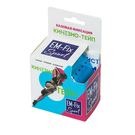 Кинезио-тейп EМ-Fix Sport базовая фиксация голубой 5 см х 5 м 1 шт