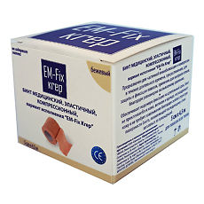 Купить Бинт EM-Fix krep эласт компрессионный самофиксирующийся бежевый 5 см х 4.5 м 1 шт цена