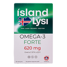 Купить Lysi Омега-3 Форте 620 мг / Omega-3 Forte 620 mg капсулы массой 1000 мг 64 шт цена