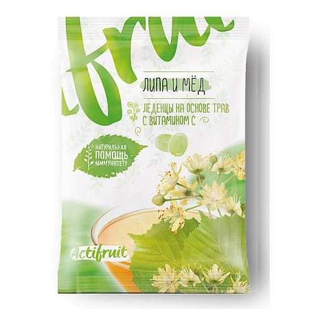 Изображение товара Актифрут леденцовая карамель с витамином С со вкусом липы с медом 60 г 1 шт