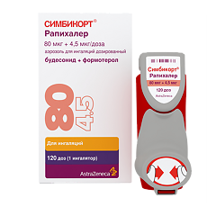 Купить Симбикорт Рапихалер аэрозоль для ингаляций дозированный 80 мкг+4,5 мкг/доза 120 доз цена