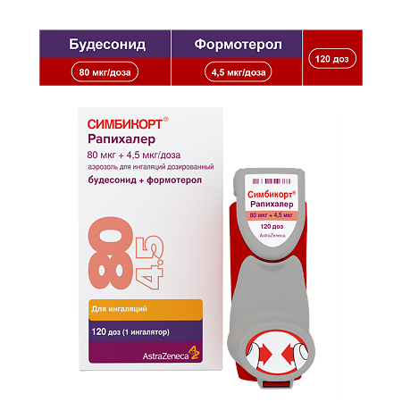 Симбикорт Рапихалер аэрозоль для ингаляций дозированный 80 мкг+4,5 мкг/доза 120 доз