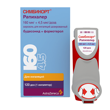 Изображение товара Симбикорт Рапихалер аэрозоль 160/4.5 мкг для ингаляций 120 доз Франция