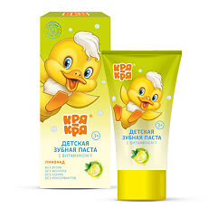 Купить Кря-Кря детская зубная паста с витамином F 3+ лимонад 50 г 1 шт цена