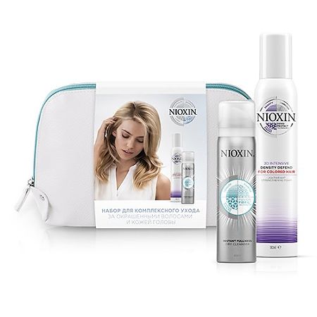 Nioxin Подарочный набор в косметичке: мусс для защиты цвета 200мл+сухой шампунь 65мл 1 уп