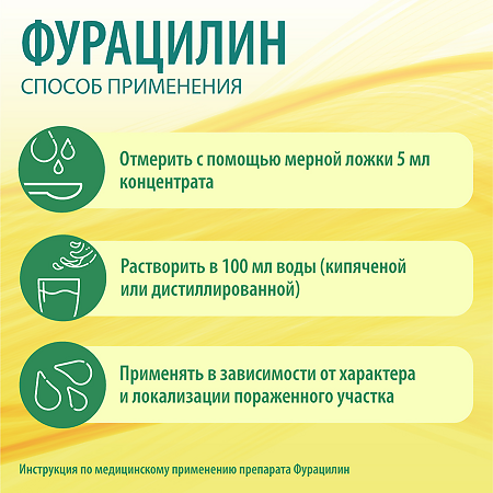 Фурацилин концентрат д/приг раствора для местного и наружного применения 4 мг/мл 100 мл 1 шт