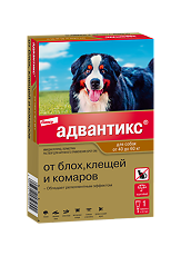Купить Адвантикс Капли на холку от блох,клещей и комаров для собак от 40 до 60 кг пипетка по 6,0 мл 1 шт цена