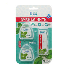 Купить Oleos Зубная нить TimeDENT 2 шт+ флосс-зубочистки 10шт набор 1 уп цена