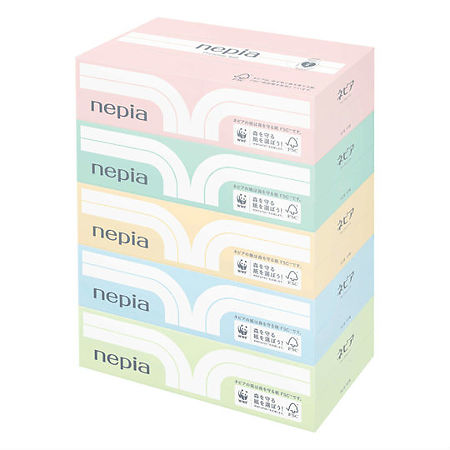 Nepia Двухслойные бумажные салфетки мягкие Premium Soft 180шт х 5 кор 1 уп