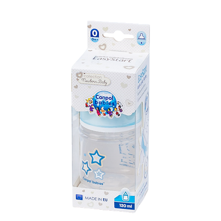 Canpol Бутылочка PP EasyStart с широким горлышком антиколиковая 0+ Newborn baby голубая 120 мл 1 шт