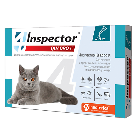 Inspector Quadro К Капли на холку для кошек 4-8 кг пипетка 1 шт