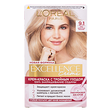 Купить Loreal Paris Крем-краска для волос Excellence Creme 9.1 Очень светло-русый пепельный 1 шт цена
