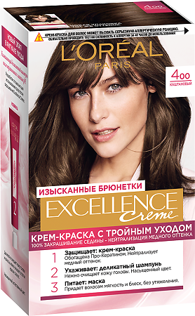Изображение товара Loreal Paris Крем-краска для волос Excellence Creme 400 Каштановый 1 шт