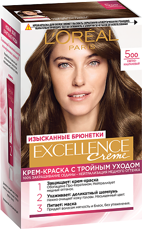 Лореаль (Loreal) Paris Крем-краска для волос Excellence Creme 500 Светло-Каштановый 1 шт