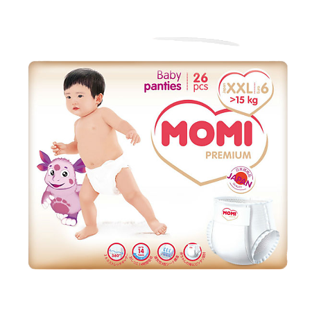 Momi Подгузники-трусики Premium XXL от 15 кг 26 шт