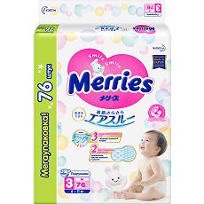 Купить Merries Подгузники для детей размер М (6-11 кг) 76 шт цена