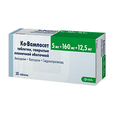Купить Ко-Вамлосет таблетки покрыт.плен.об. 5 мг+160 мг+12,5 мг 30 шт цена